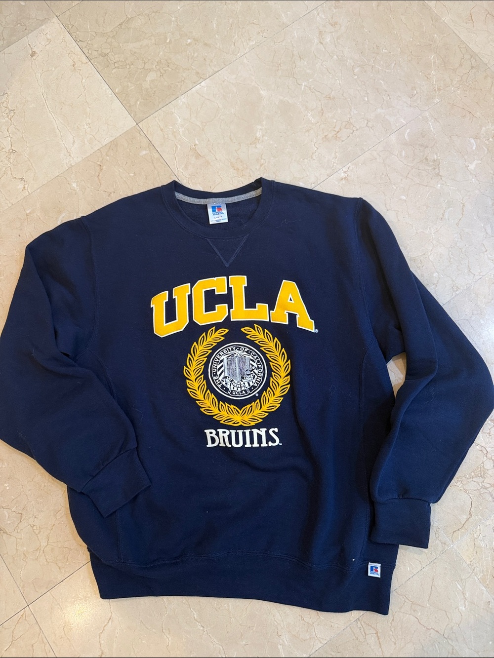 Russell Athletic Navy Crewneck Sweatshirt with Yellow UCLA Graphic